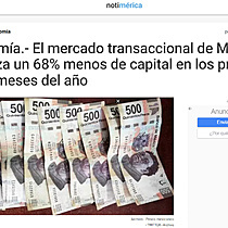 Economa.- El mercado transaccional de Mxico moviliza un 68% menos de capital en los primeros cinco meses del ao